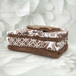 Modernthreads Designer Trefoil Brown/White 6 Piece Towel Set